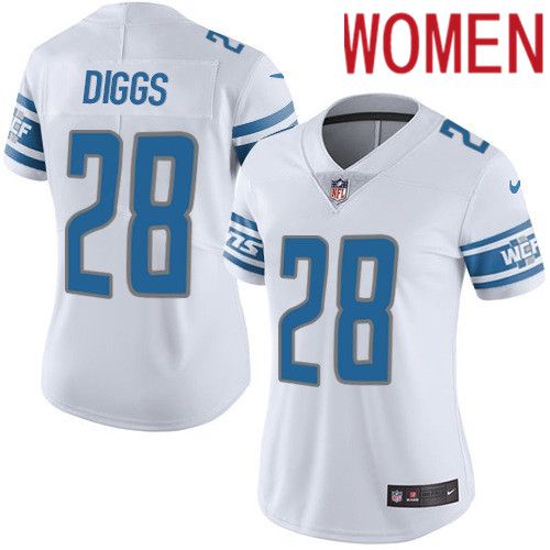 Women Detroit Lions #28 Quandre Diggs Nike White Vapor Limited NFL Jersey